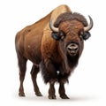 High Quality Colorized Bison On White Background With Exaggerated Facial Expressions