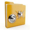 3D Yellow Folder with Safe Combination Lock - Data Security Concept Royalty Free Stock Photo