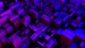 3D abstract image of rectangles background in blue and purple toned