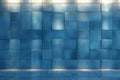 High-quality 3D render of a blue ceramic wall illuminated by soft spot lighting, with a smooth, polished finish and Royalty Free Stock Photo