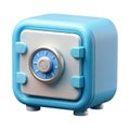 3d blue safe with combination lock isolated on transparent background Royalty Free Stock Photo