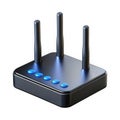 3d wireless router with antennas isolated on transparent background Royalty Free Stock Photo