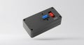 High-Quality 3D Render of a Sleek Black Power Distribution Unit with Switches and Digital Display Royalty Free Stock Photo