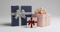 Three Elegant Gift Boxes with Decorative Ribbons Mockup Royalty Free Stock Photo