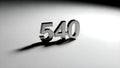 3D Rendering of Shiny Metal Number 540 with Shadow on White Background Royalty Free Stock Photo