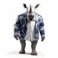 High-quality 3d Rhinoceros Fashion Photography On White Background Royalty Free Stock Photo