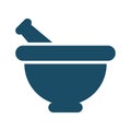 High quality dark blue bowl and mallet icon