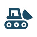 High quality dark blue bulldozer, loader machine icon