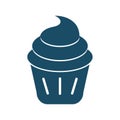 High quality dark blue flat cupcake icon Royalty Free Stock Photo