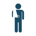 High quality dark blue flat arm injured person icon