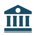 High quality dark blue flat bank, ancient greek temple icon Royalty Free Stock Photo