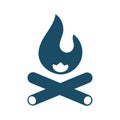 High quality dark blue flat camp fire icon. Royalty Free Stock Photo