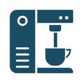 High quality dark blue flat coffee maker machine icon