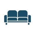 High quality dark blue flat couch icon Royalty Free Stock Photo