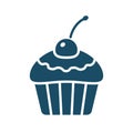 High quality dark blue flat cupcake icon