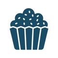 High quality dark blue flat cupcake icon