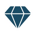 High quality dark blue flat diamond, jewelry icon