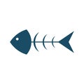 High quality dark blue flat fishbone icon Royalty Free Stock Photo