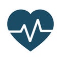 High quality dark blue flat heart beat, beat per minute, pulse icon