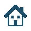 High quality dark blue flat house icon on white background Royalty Free Stock Photo