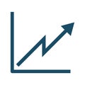 High quality dark blue flat increasing arrow graph icon Royalty Free Stock Photo