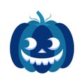 High quality dark blue flat jack o`lantern icon