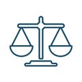 High quality dark blue flat justice scale icon