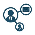 High quality dark blue flat mail network icon