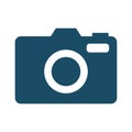 High quality dark blue flat photo camera icon