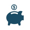 High quality dark blue flat piggy bank icon Royalty Free Stock Photo