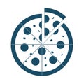 High quality dark blue flat pizza icon