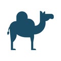 High quality dark blue flat sacrifice feast camel icon. Pictogram, Ramadan, Muslim, Islam religion. Useful for web site, banner,