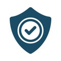 High quality dark blue flat safety, security shield icon