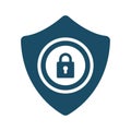 High quality dark blue flat safety, security shield icon
