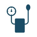 High quality dark blue flat sphygmomanometer, blood pressure meter icon