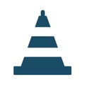 High quality dark blue flat traffic cone icon