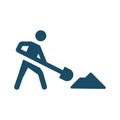 High quality dark blue flat traffic sign road work icon