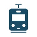 High quality dark blue flat tramway icon. Royalty Free Stock Photo