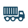 High quality dark blue flat transporter truck icon