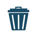 High quality dark blue flat trash can icon