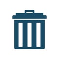 High quality dark blue flat trash can icon