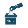 High quality dark blue flat voting for presidential election icon