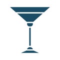 High quality dark blue flat wine, cocktail glass icon