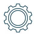 High quality dark blue outlined cogwheel, gear icon