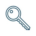 High quality dark blue outlined door key icon Royalty Free Stock Photo