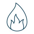 High quality dark blue outlined flame, fire, blaze icon