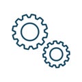 High quality dark blue outlined gear, cogwheel icon