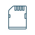 High quality dark blue outlined micro card reader icon on white background