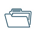 High quality dark blue outlined open folder icon Royalty Free Stock Photo