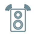 High quality dark blue outlined sound speaker icon on white background Royalty Free Stock Photo